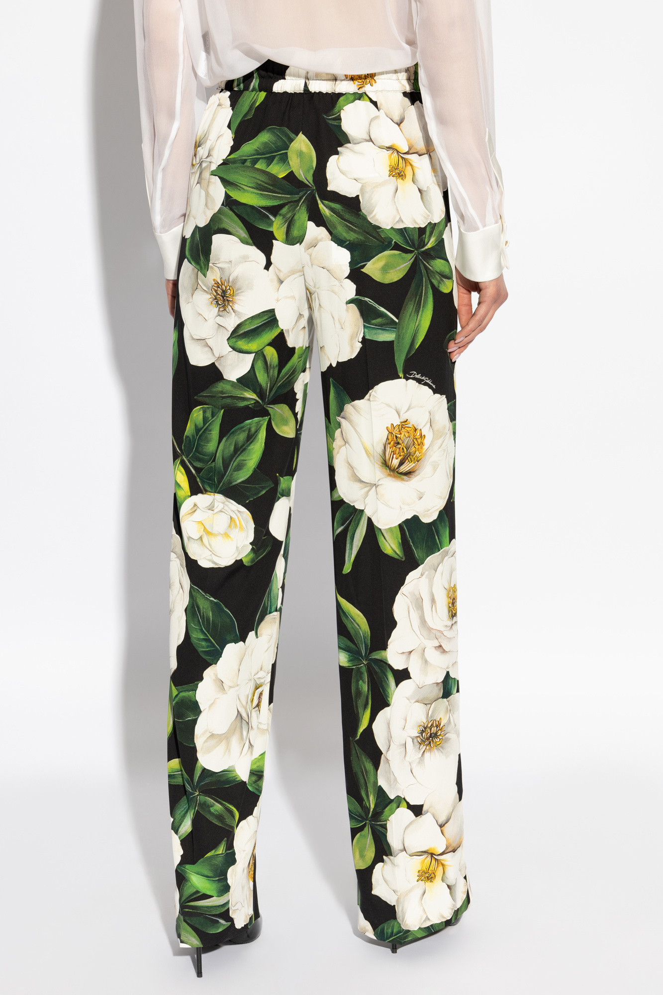 Dolce & Gabbana Silk pants with floral motif | Women's